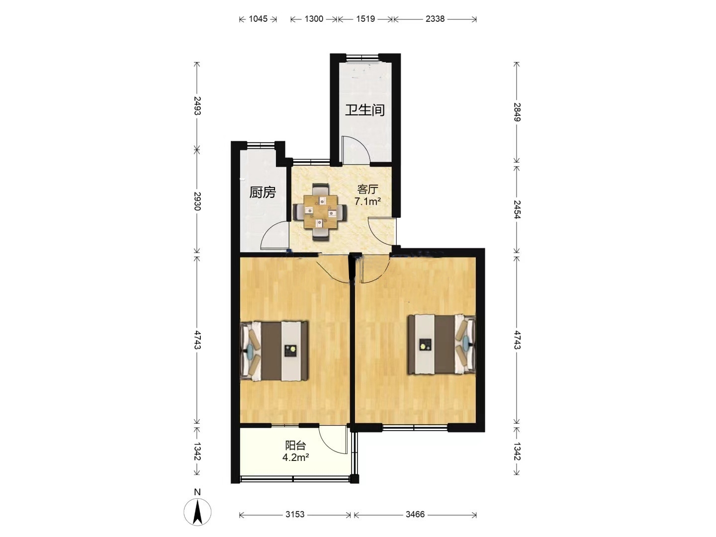 虹桥新村(朝霞路) 2室1厅1卫 58m&sup2;