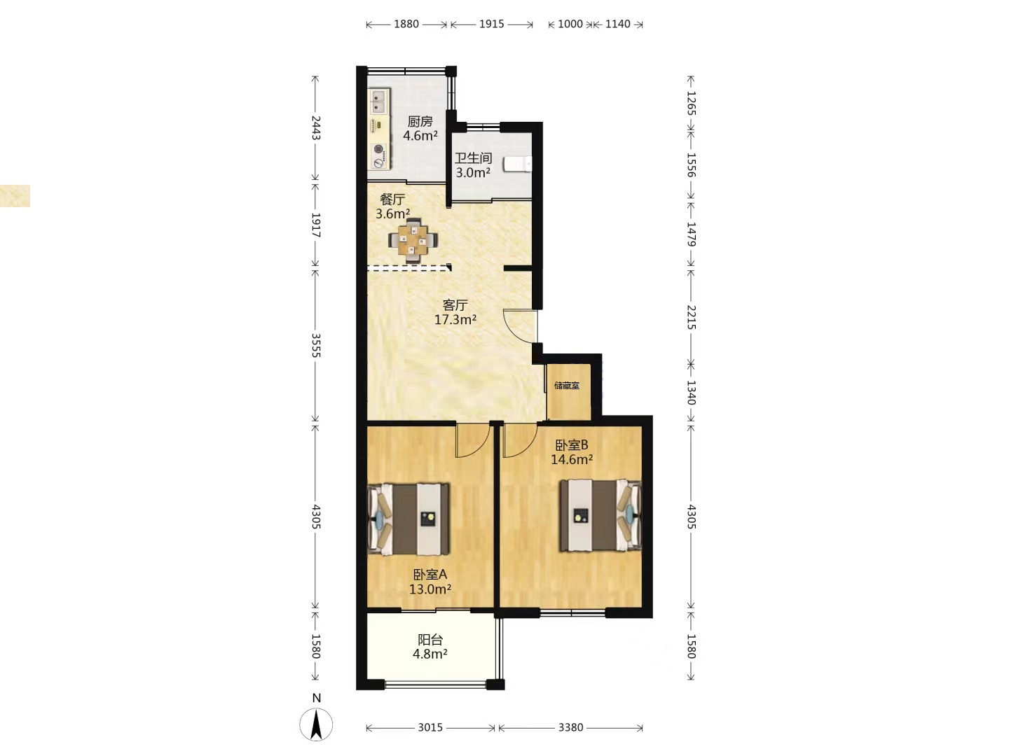 星宇花园 2室2厅1卫 75.00m&sup2;