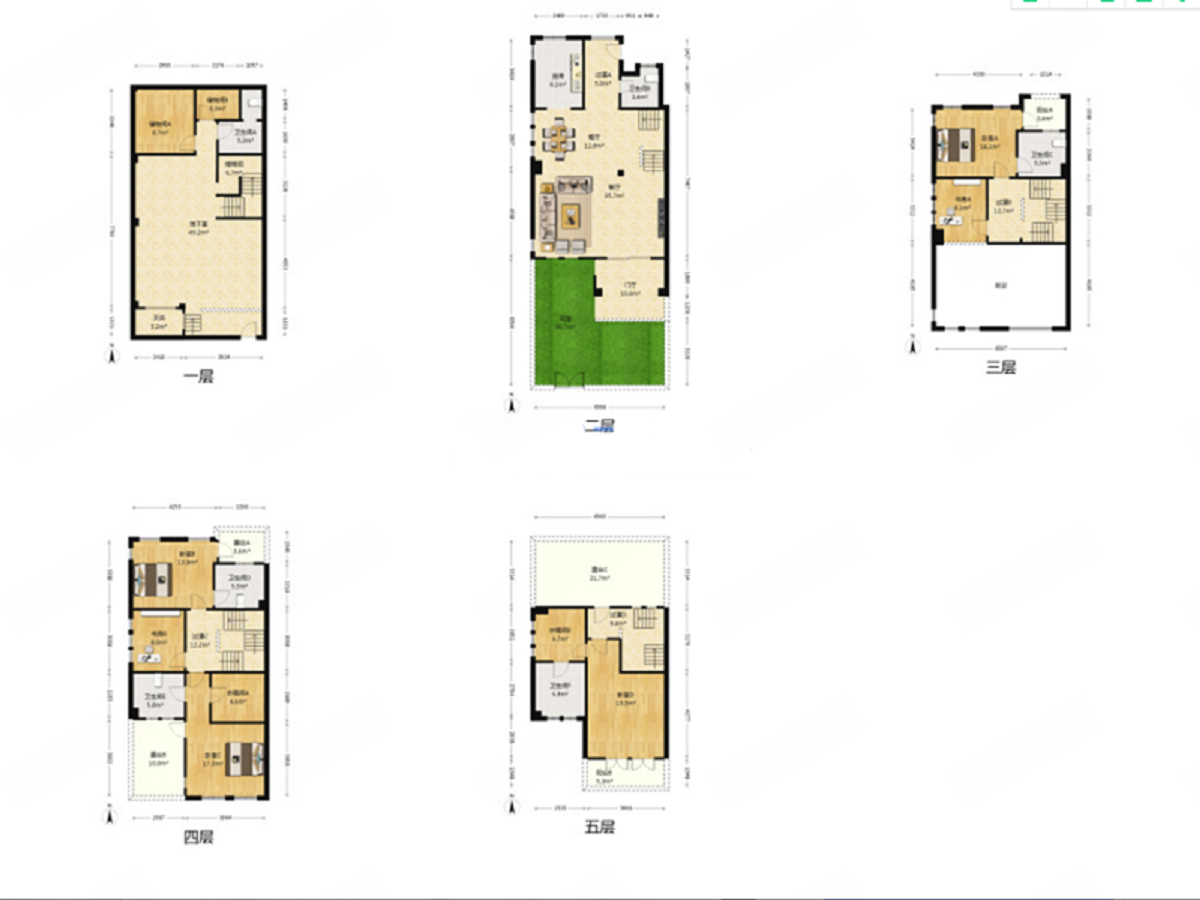 山水壹号 5室2厅4卫 267.00m&sup2;