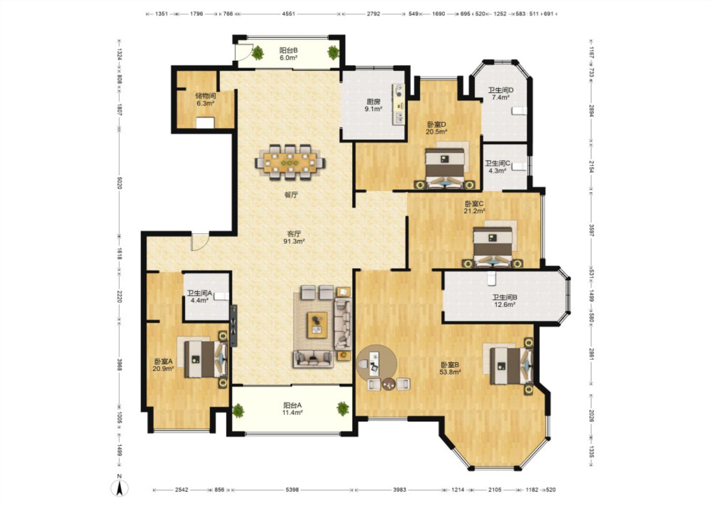 中南世纪花城三期 4室2厅3卫 330m&sup2;