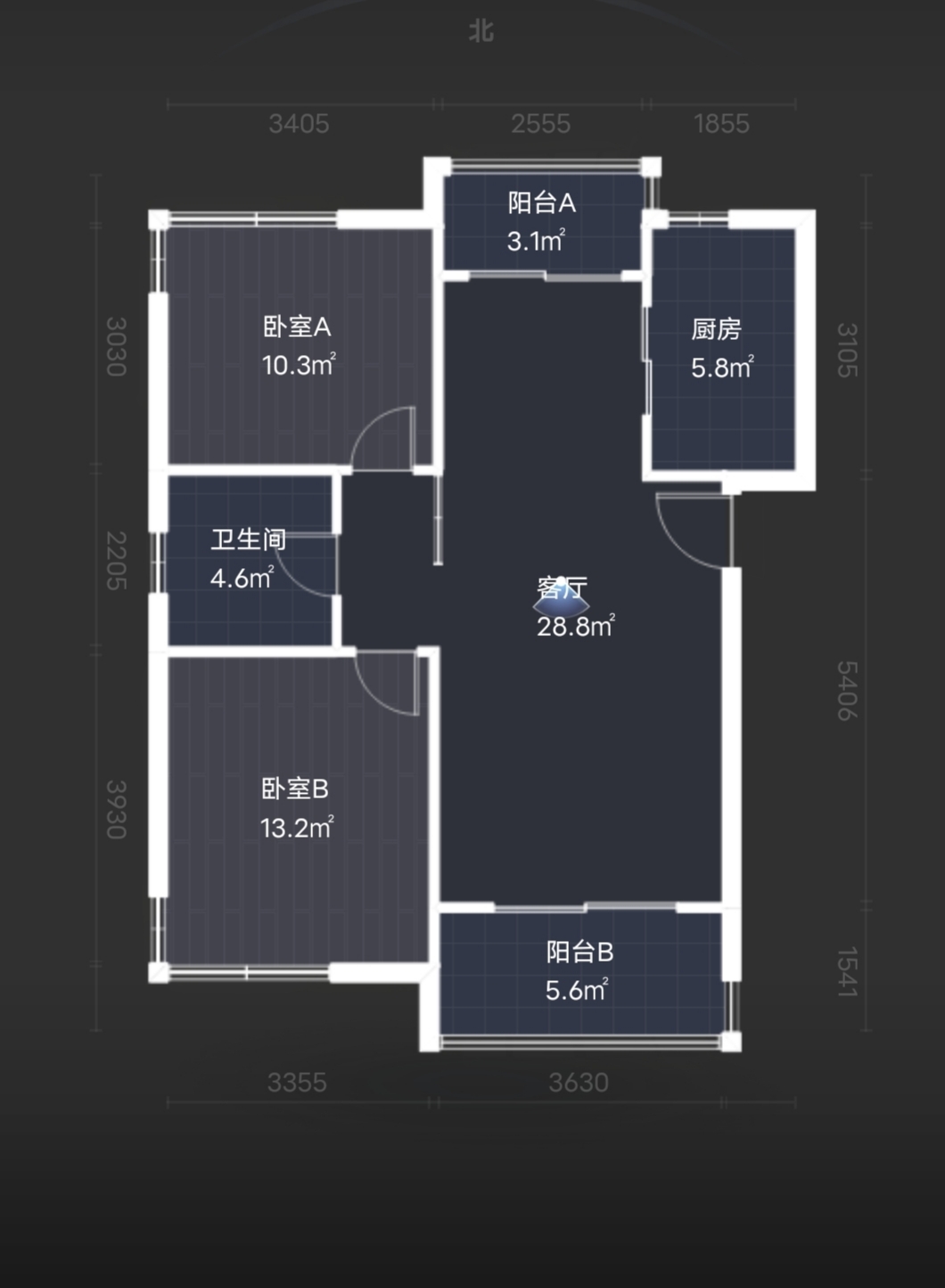江海皇都私家花园 2室1厅1卫 98m&sup2;