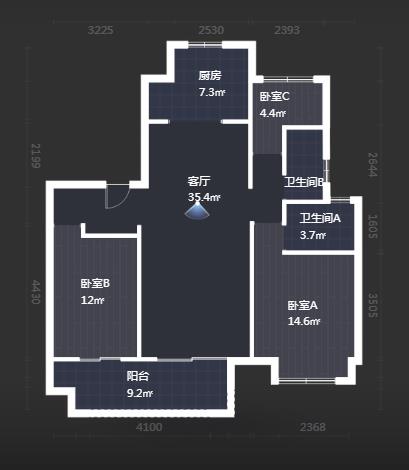 观澜台 3室2厅2卫 120.00m&sup2;