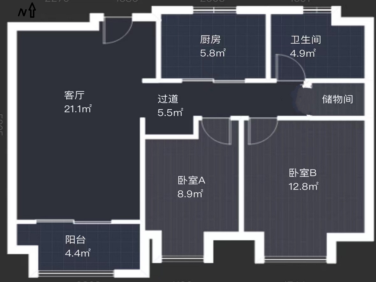 万科濠河传奇 2室1厅1卫 89.00m&sup2;
