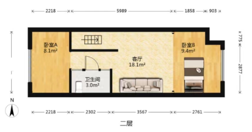 万科爱情公寓 1室1厅1卫 50m&sup2;