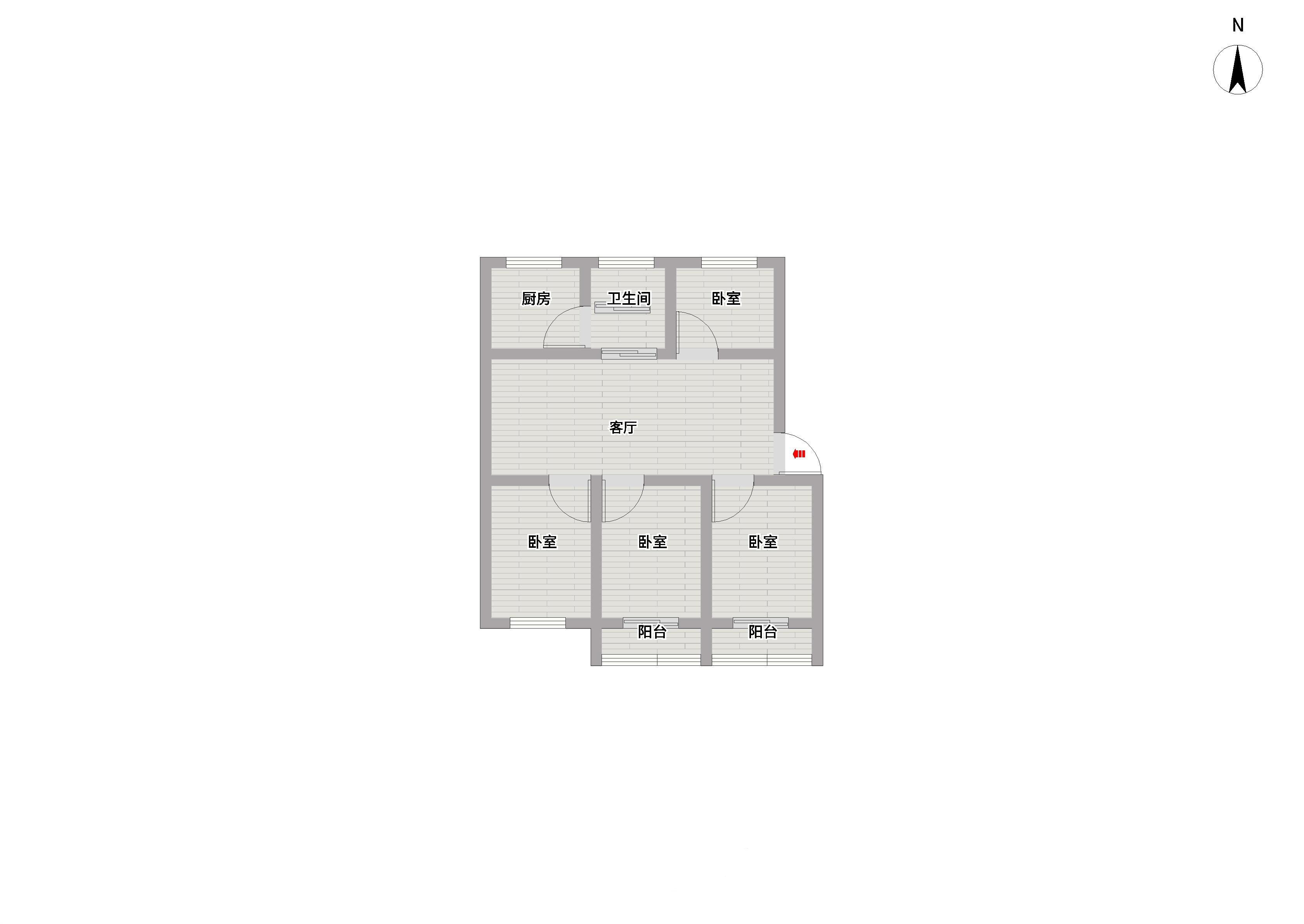 北郭东村北区 4室1厅1卫 122.00m&sup2;