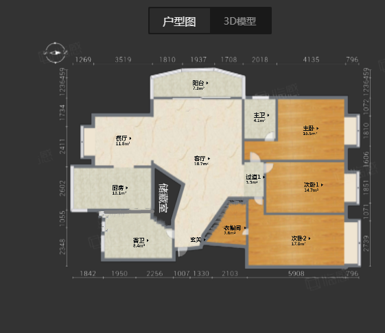 都市华城 3室2厅2卫 152m&sup2;