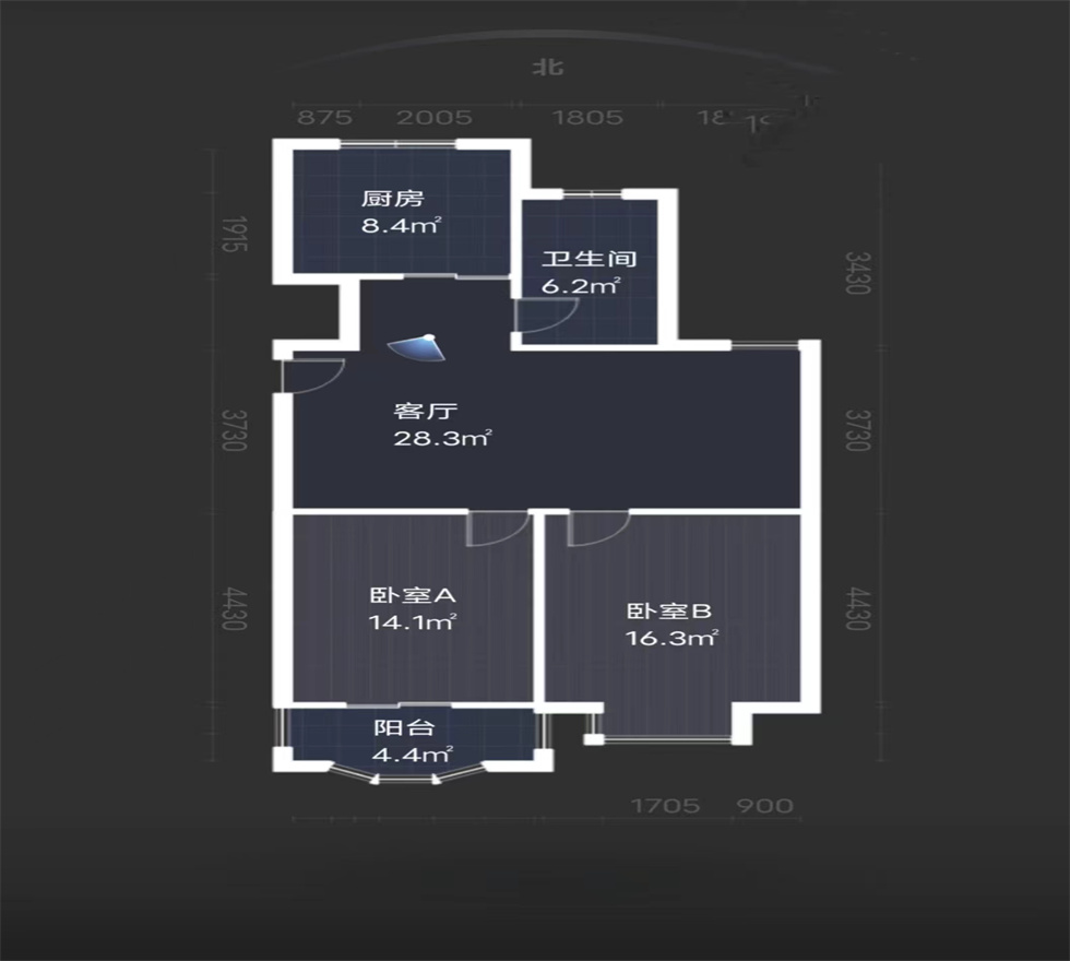 天龙逸园 2室1厅1卫 86.34m&sup2;
