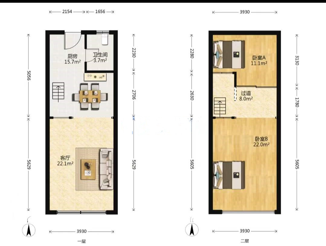 鸿运大厦 2室1厅1卫 100m&sup2;