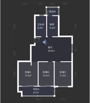 天香苑 3室2厅1卫 108m&sup2;