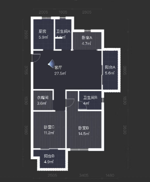 佳源都市 3室2厅2卫 119.68m&sup2;