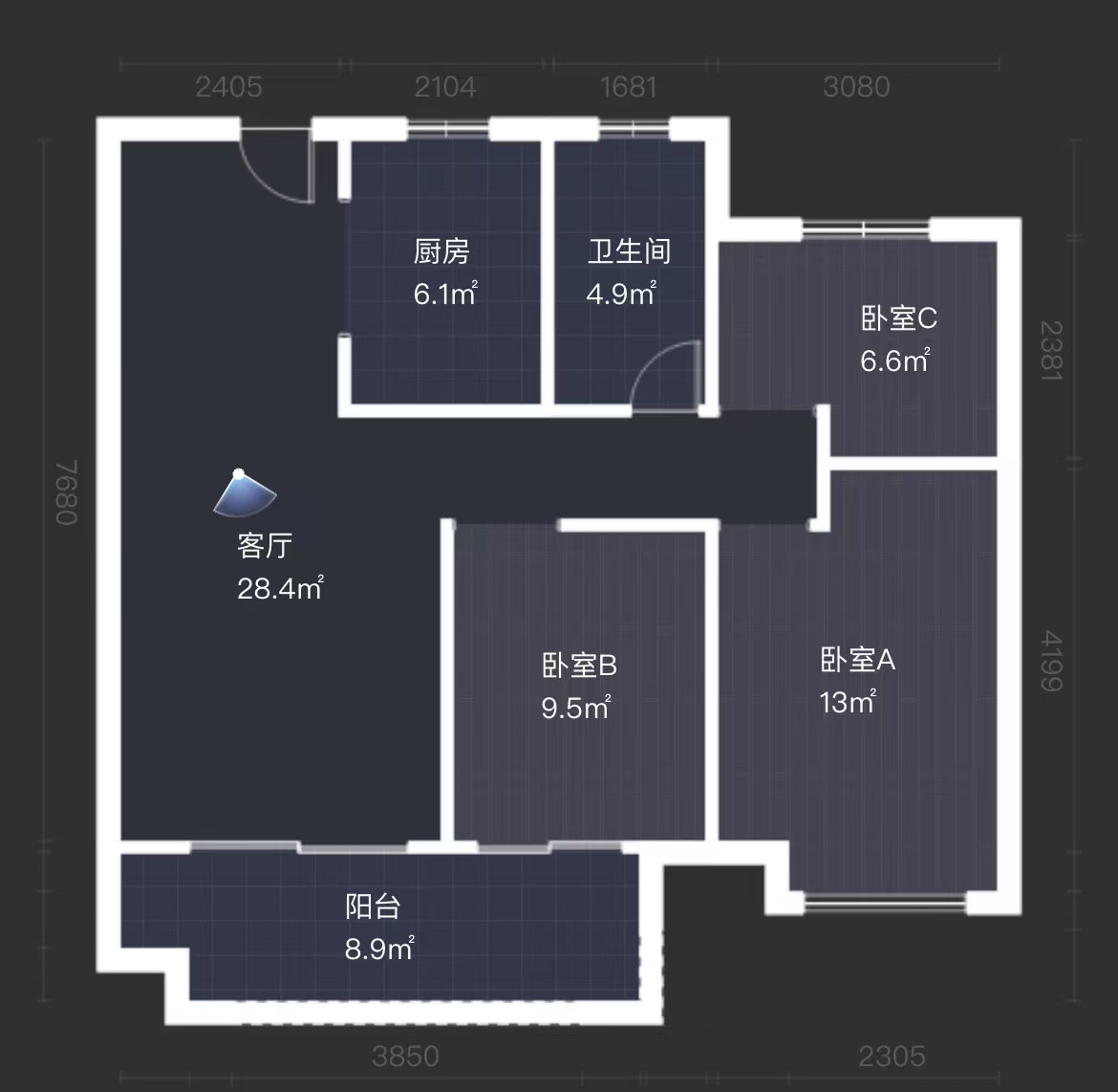观澜台 3室2厅2卫 102.00m&sup2;