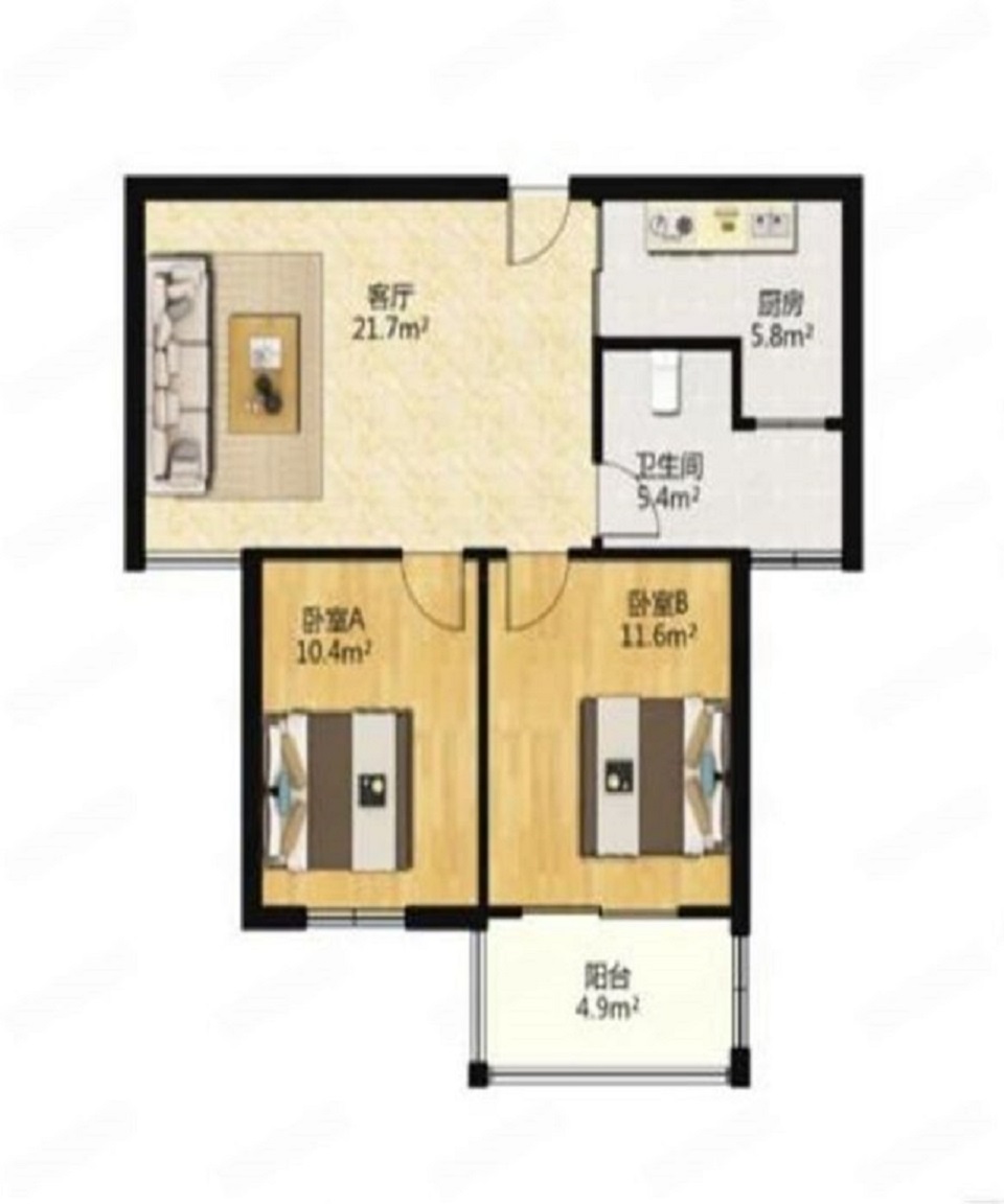 炜赋花苑 2室2厅1卫 78m&sup2;