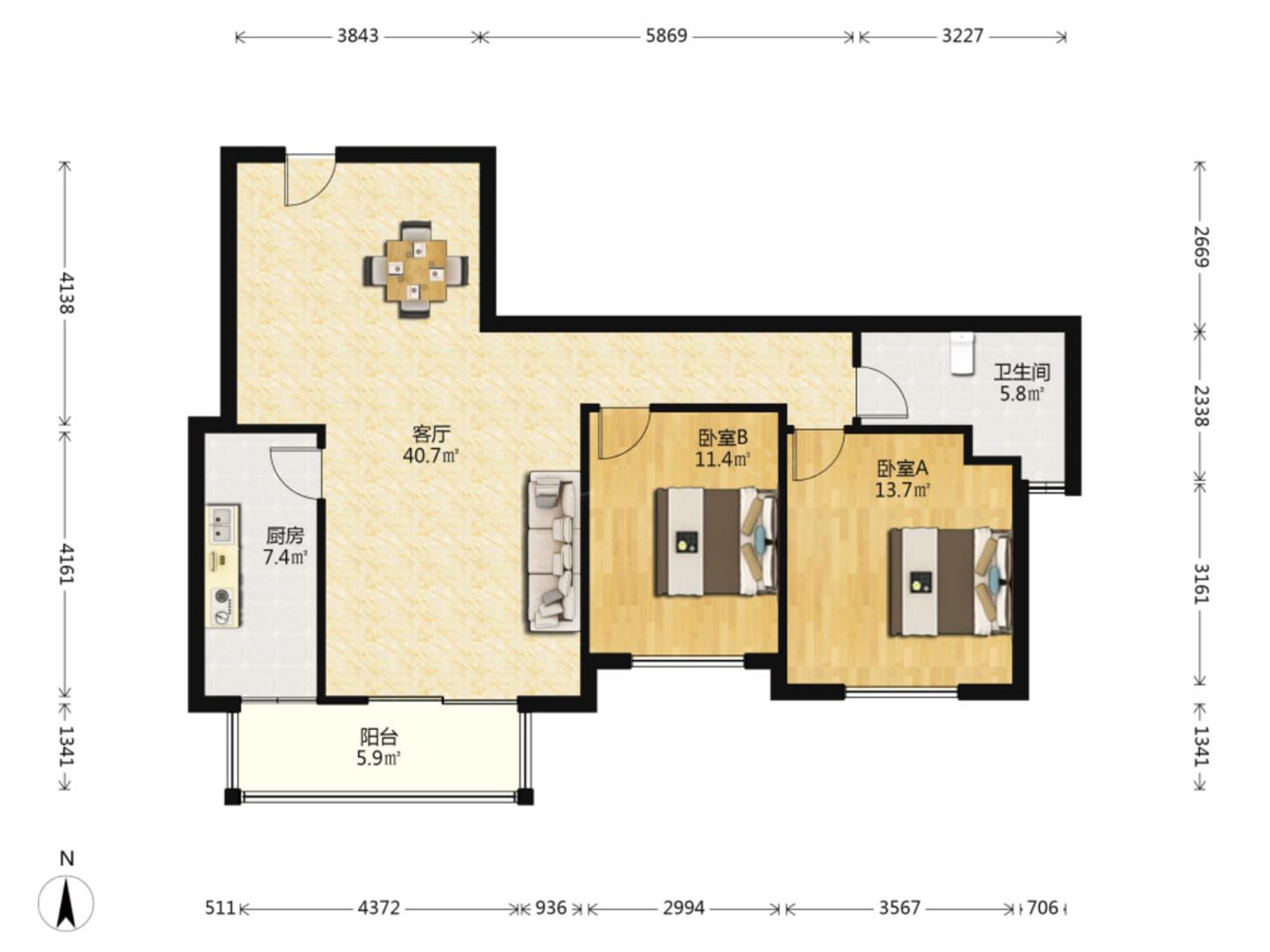 玖珑城 3室2厅1卫 116m&sup2;