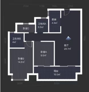 佳源都市 3室2厅2卫 108m&sup2;