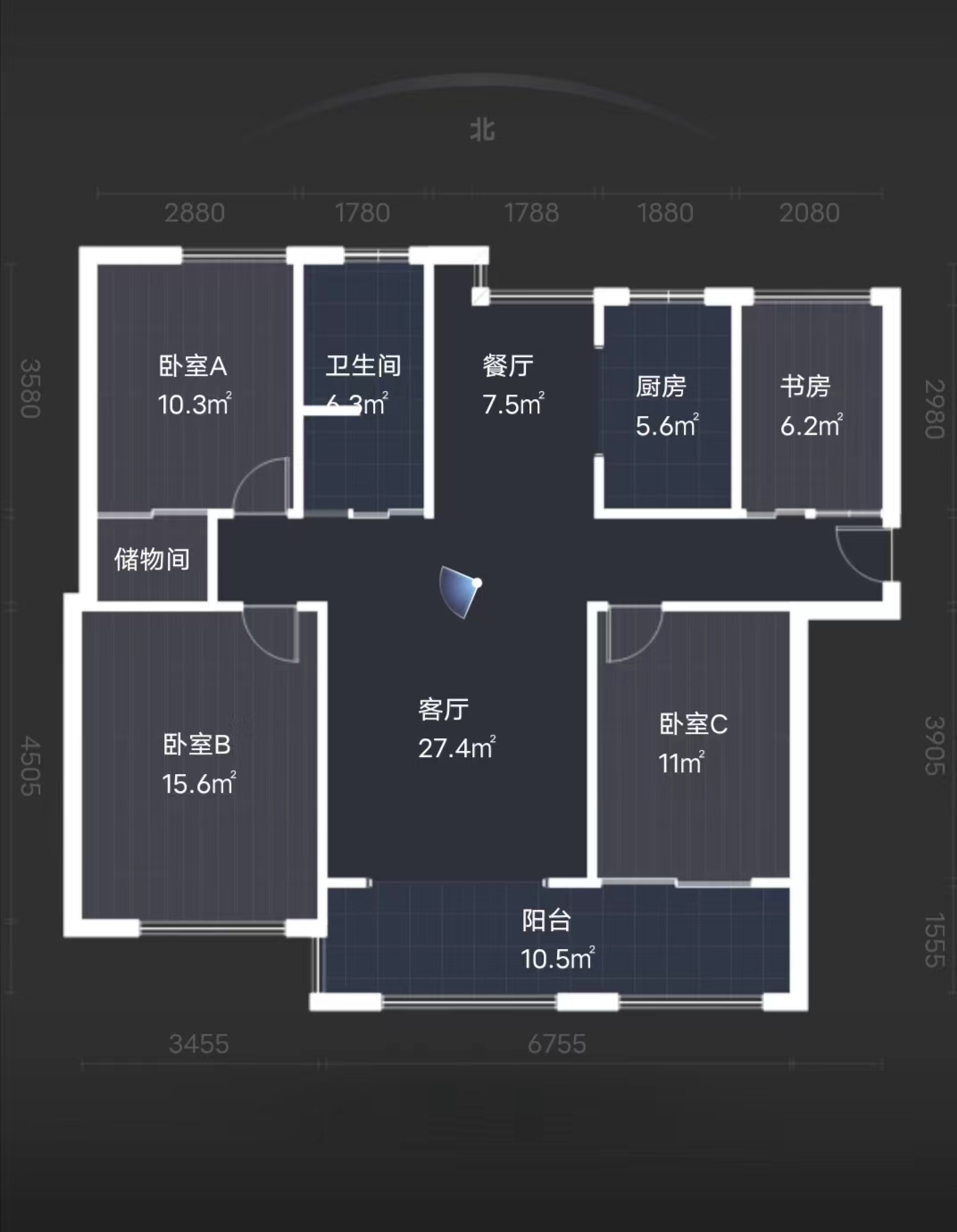 御景湾 3室2厅1卫 120.00m&sup2;