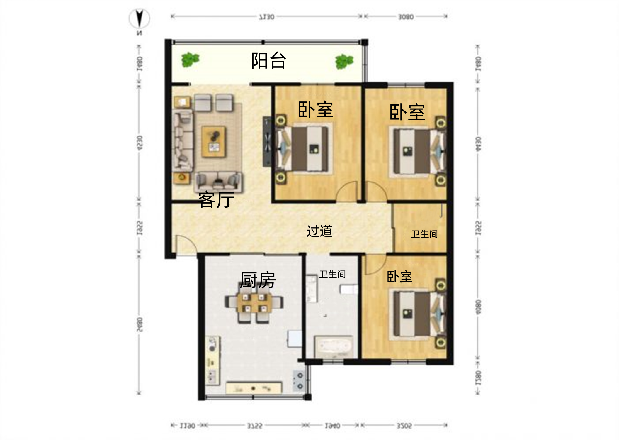 南川园小区 3室2厅2卫 146.5m&sup2;
