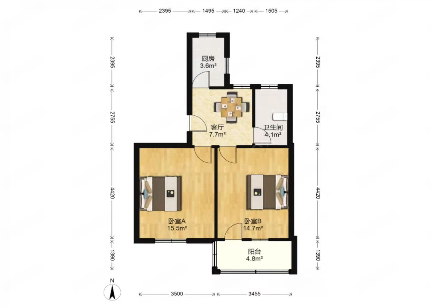 易家桥新村 2室1厅1卫 65m&sup2;