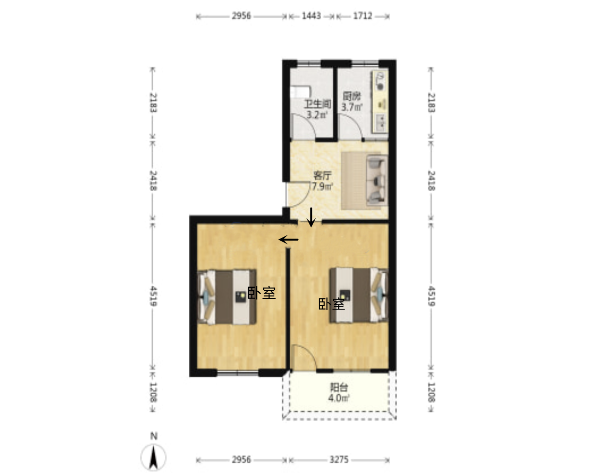 易家桥新村 2室1厅1卫 56m&sup2;
