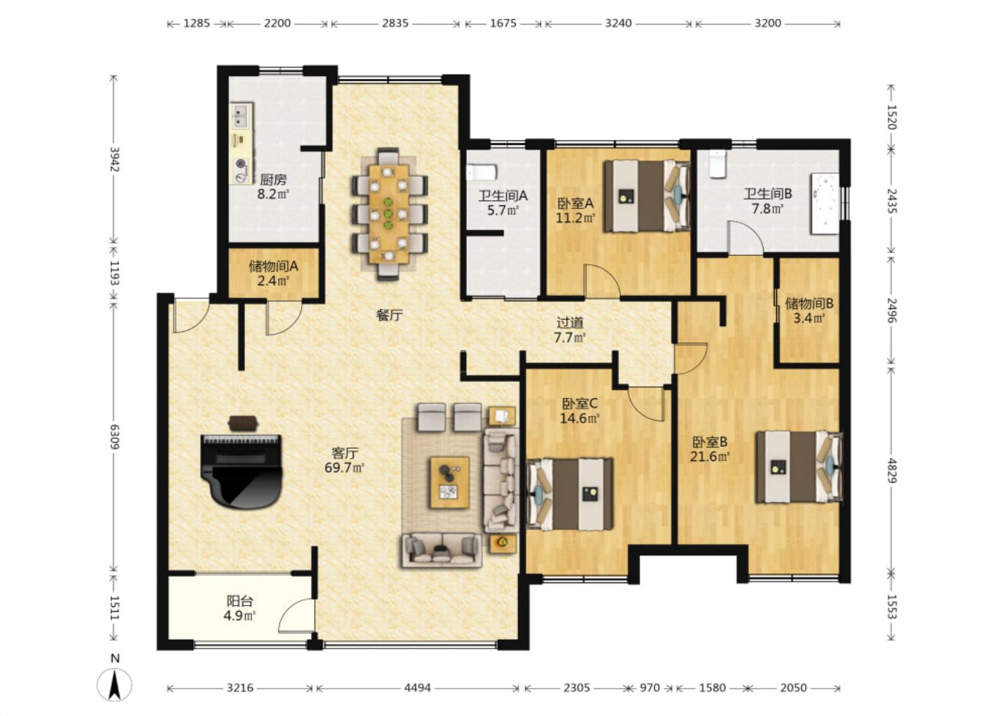 远创紫樾台 4室2厅2卫 168.90m&sup2;
