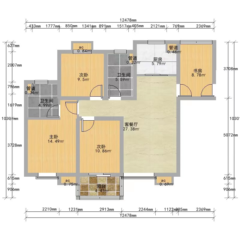 翰铂府北区 4室2厅2卫 120m&sup2;