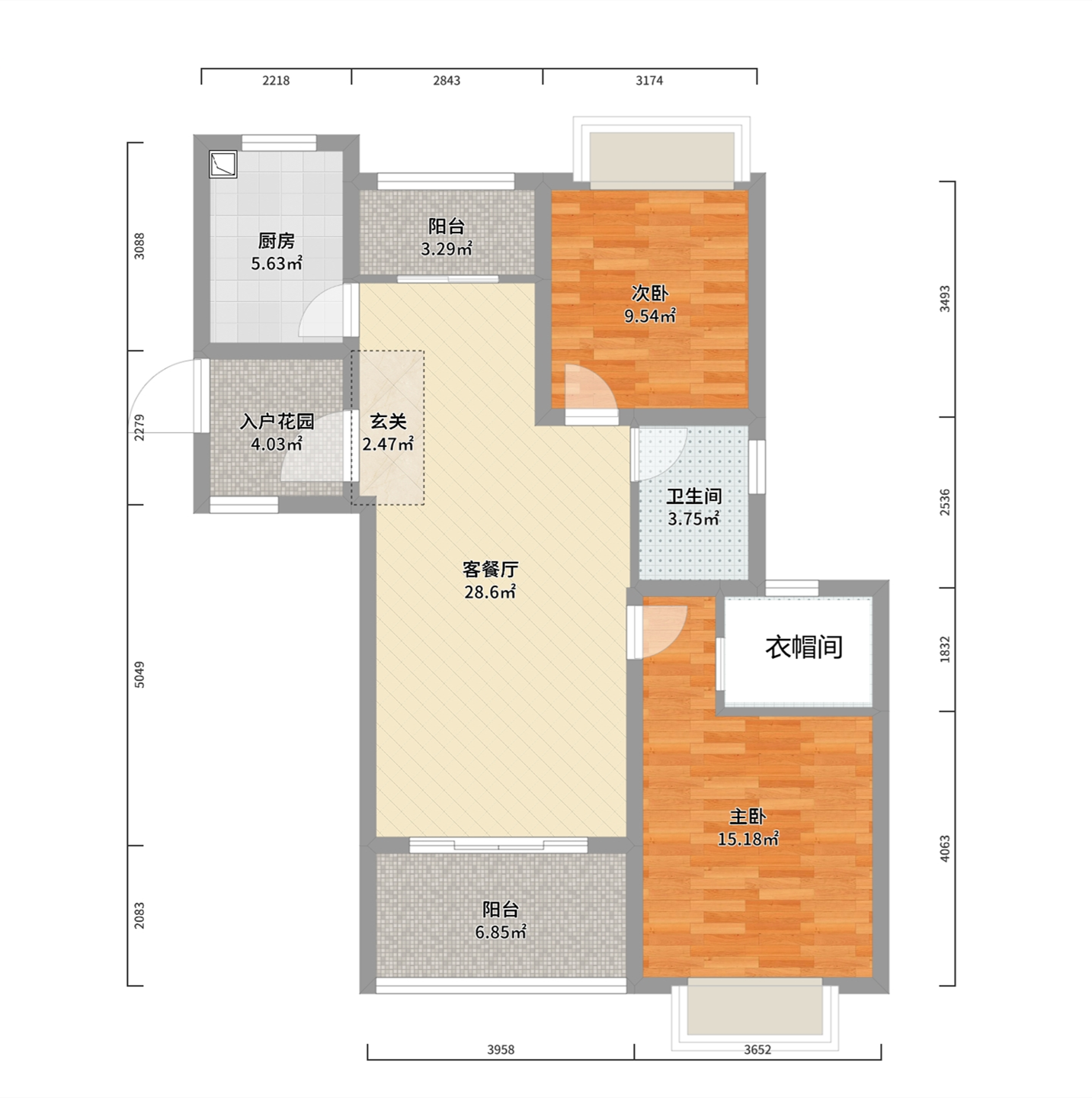 南辰濠郡 2室2厅2卫 101m&sup2;