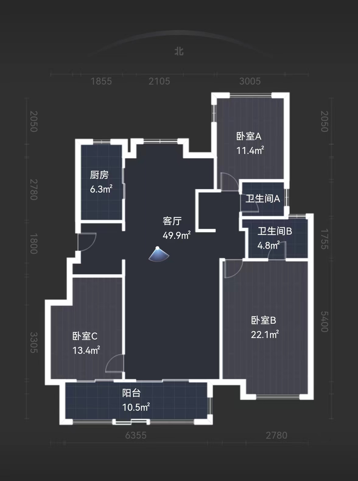 中南万科大都会 3室2厅2卫 133m&sup2;