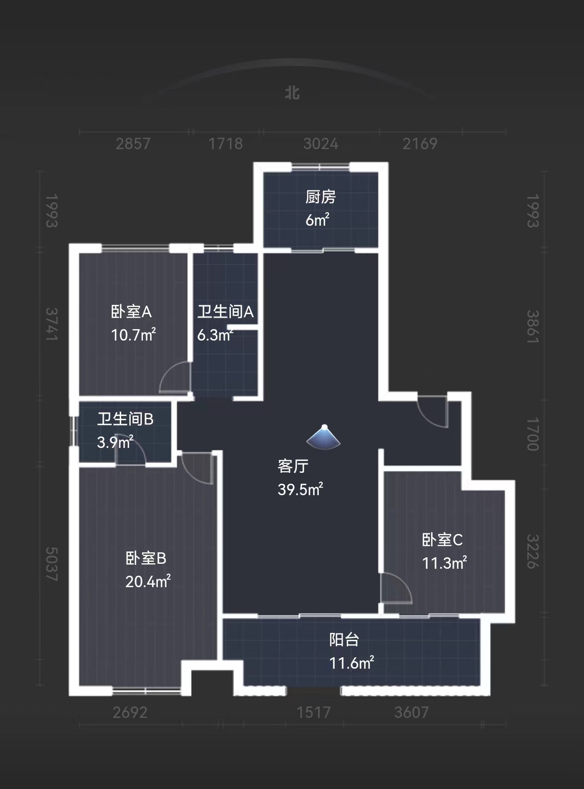 中南万科大都会 3室2厅2卫 127.35m&sup2;