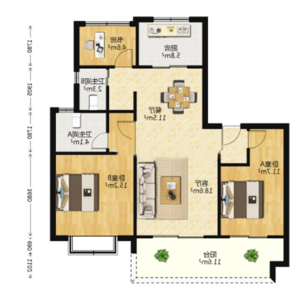 红星天铂 3室2厅2卫 113m&sup2;