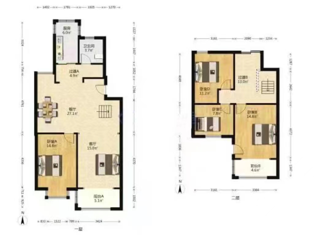 新华北苑 4室2厅2卫 147.00m&sup2;