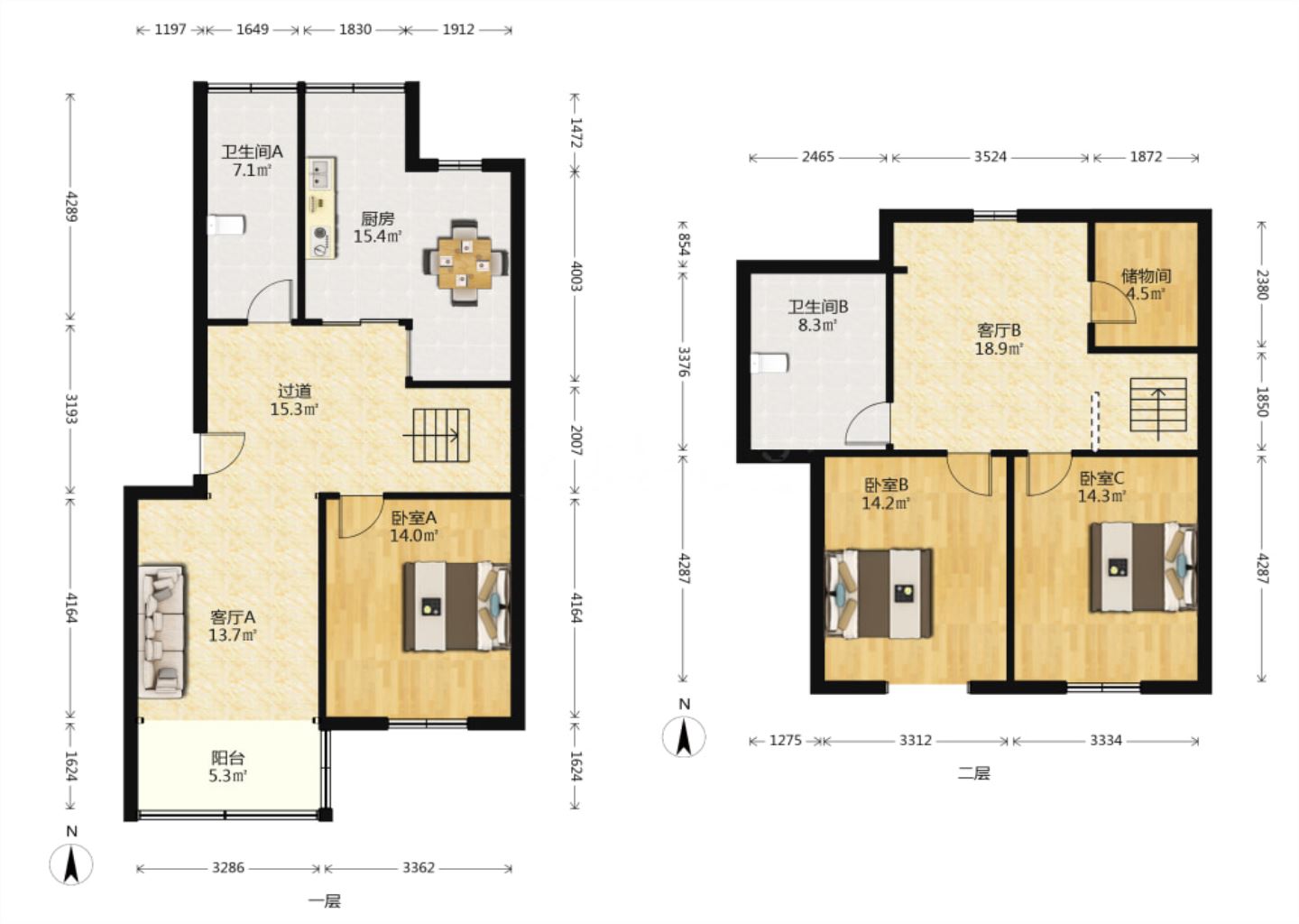 越江新村 3室2厅2卫 135.52m&sup2;
