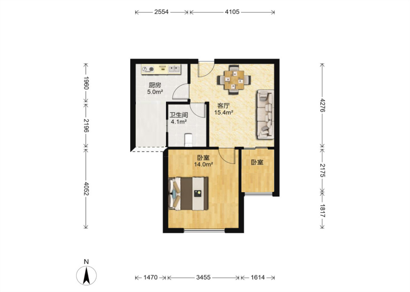 高迪晶城 2室2厅1卫 95.00m&sup2;