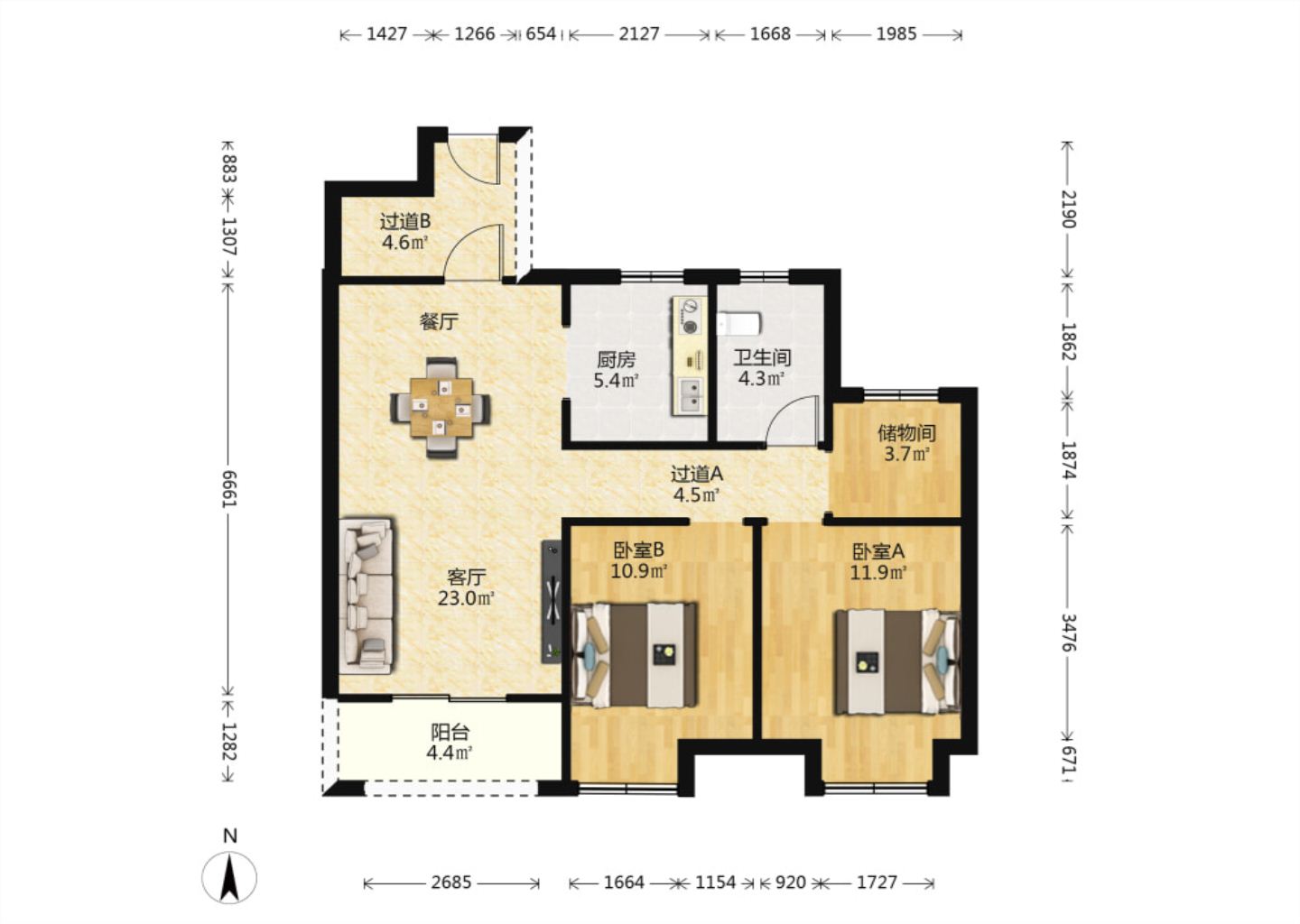 崇川星光域 3室1厅1卫 96m&sup2;