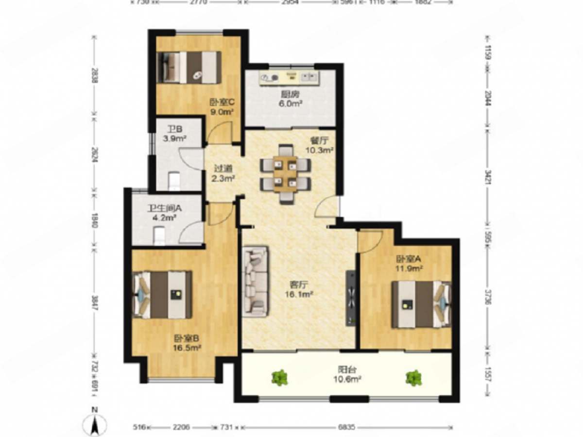 公馆1895 3室2厅2卫 117.38m²