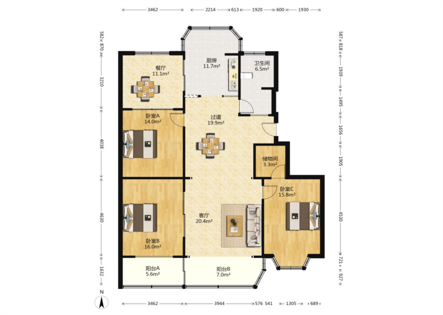启秀花园 3室2厅2卫 149.11m&sup2;