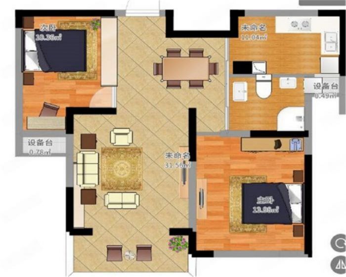 景瑞望府 2室2厅1卫 85m&sup2;