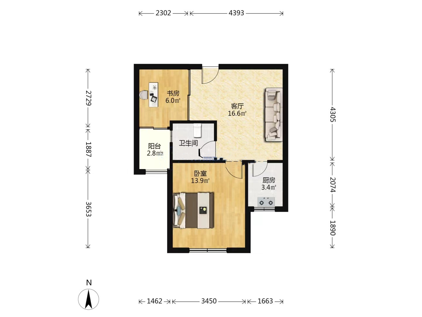 高迪晶城 1室1厅1卫 67m&sup2;