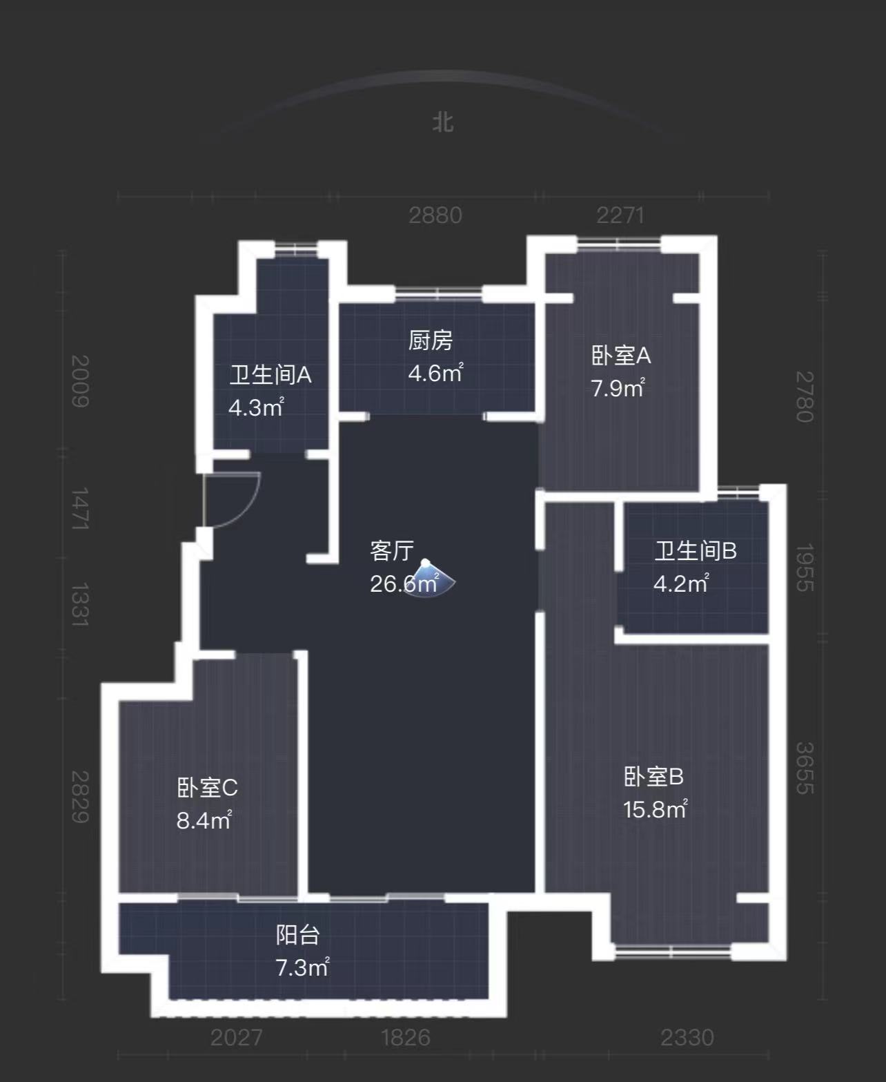 金地繁茂里 3室2厅2卫 96m&sup2;