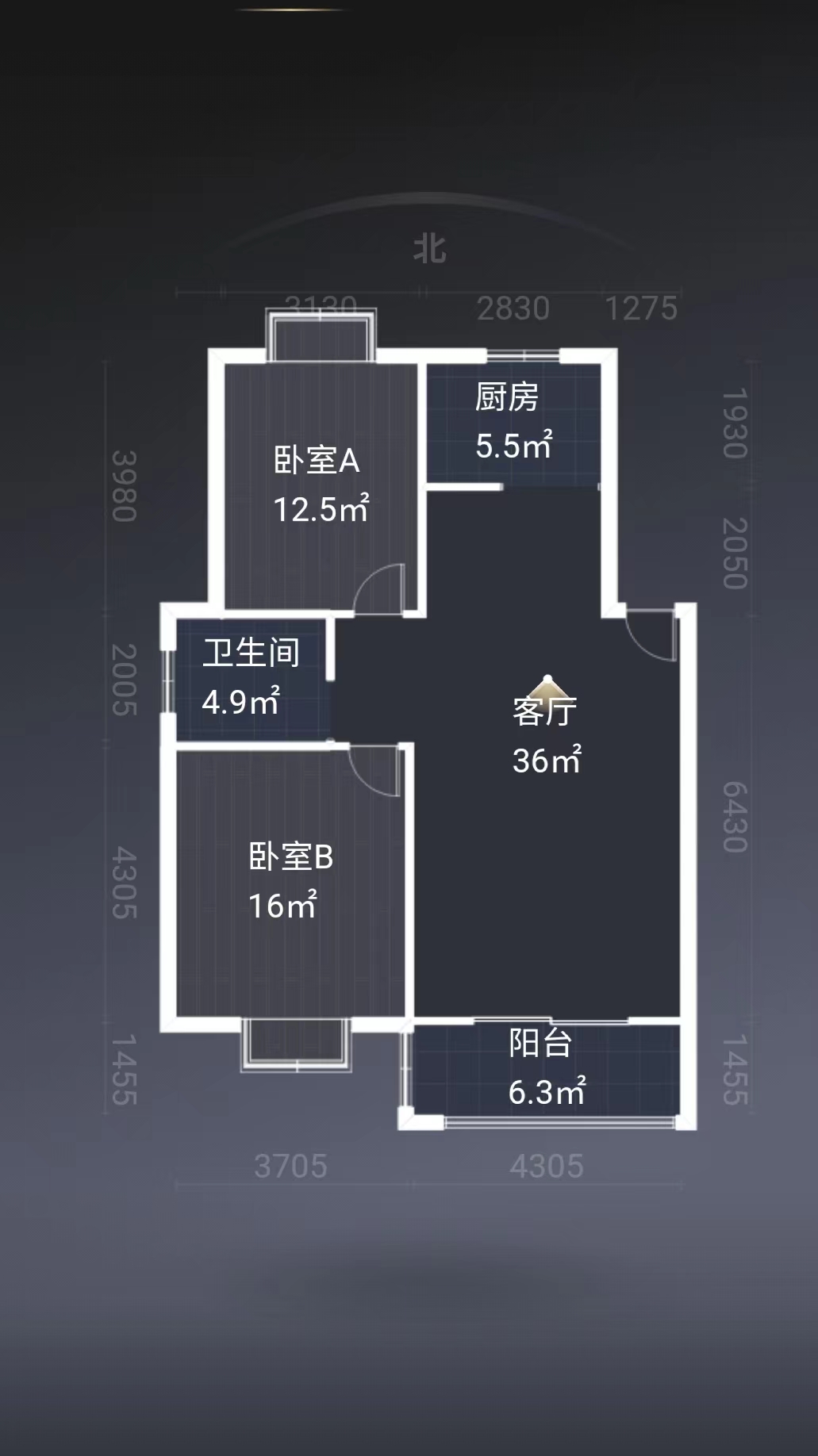 金霞东苑 2室2厅1卫 128.00m&sup2;