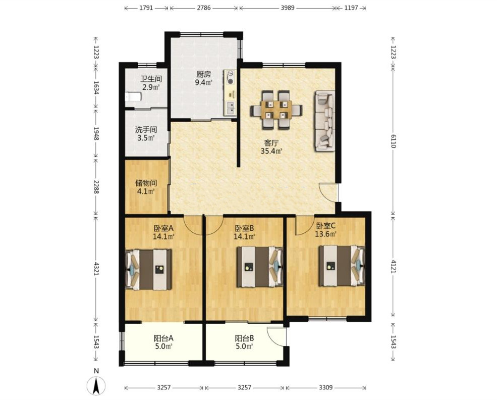 城南小苑 3室1厅1卫 123m&sup2;