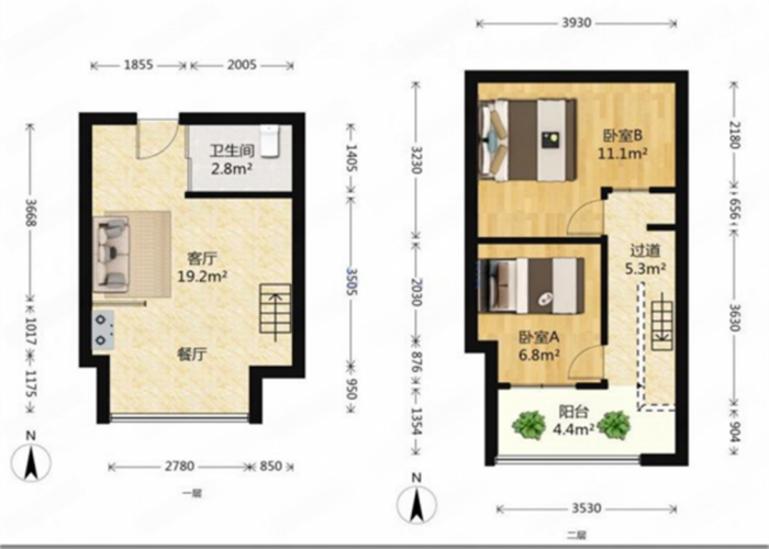 天空之城 2室1厅1卫 66m&sup2;