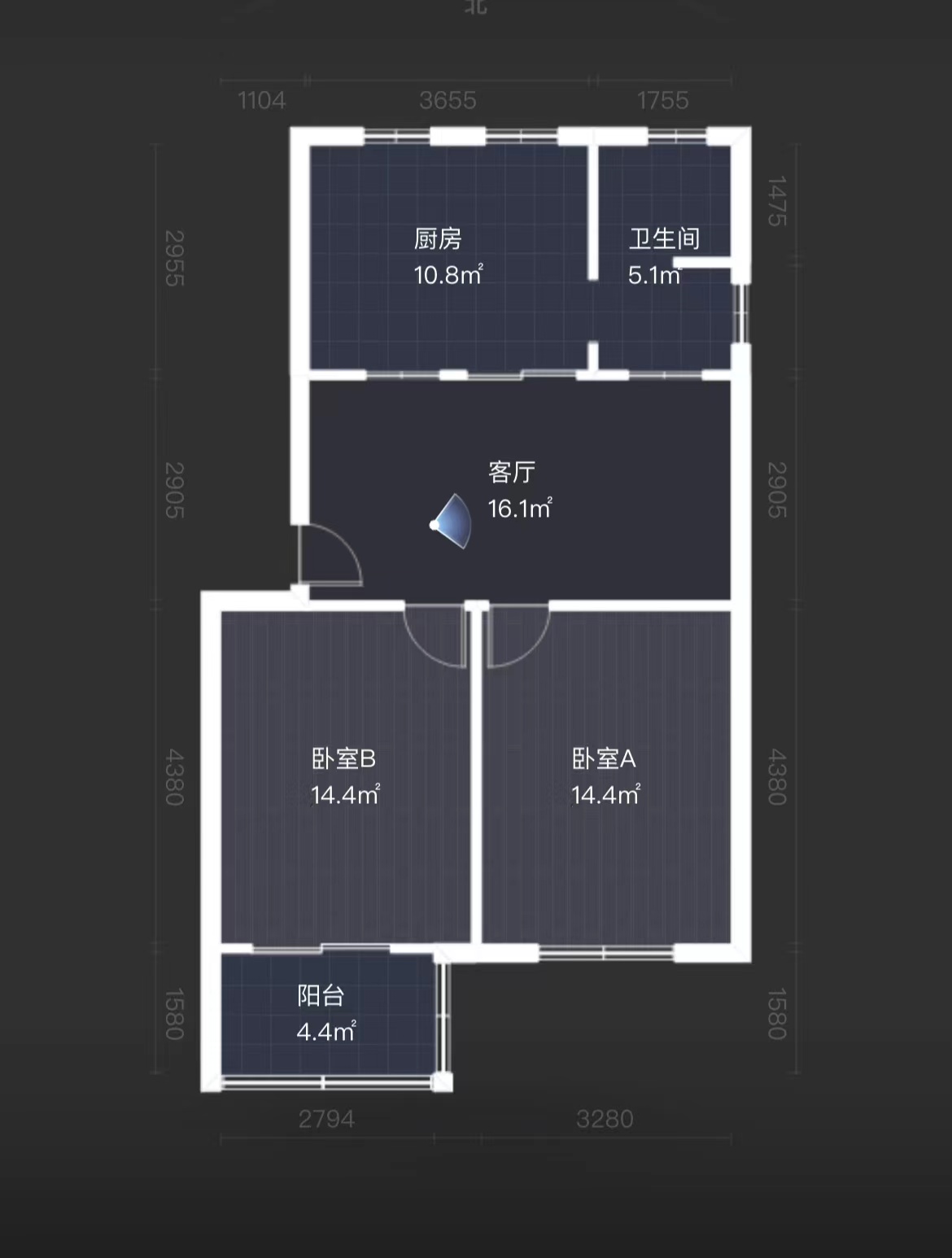 八角亭东一区 2室2厅1卫 72m&sup2;