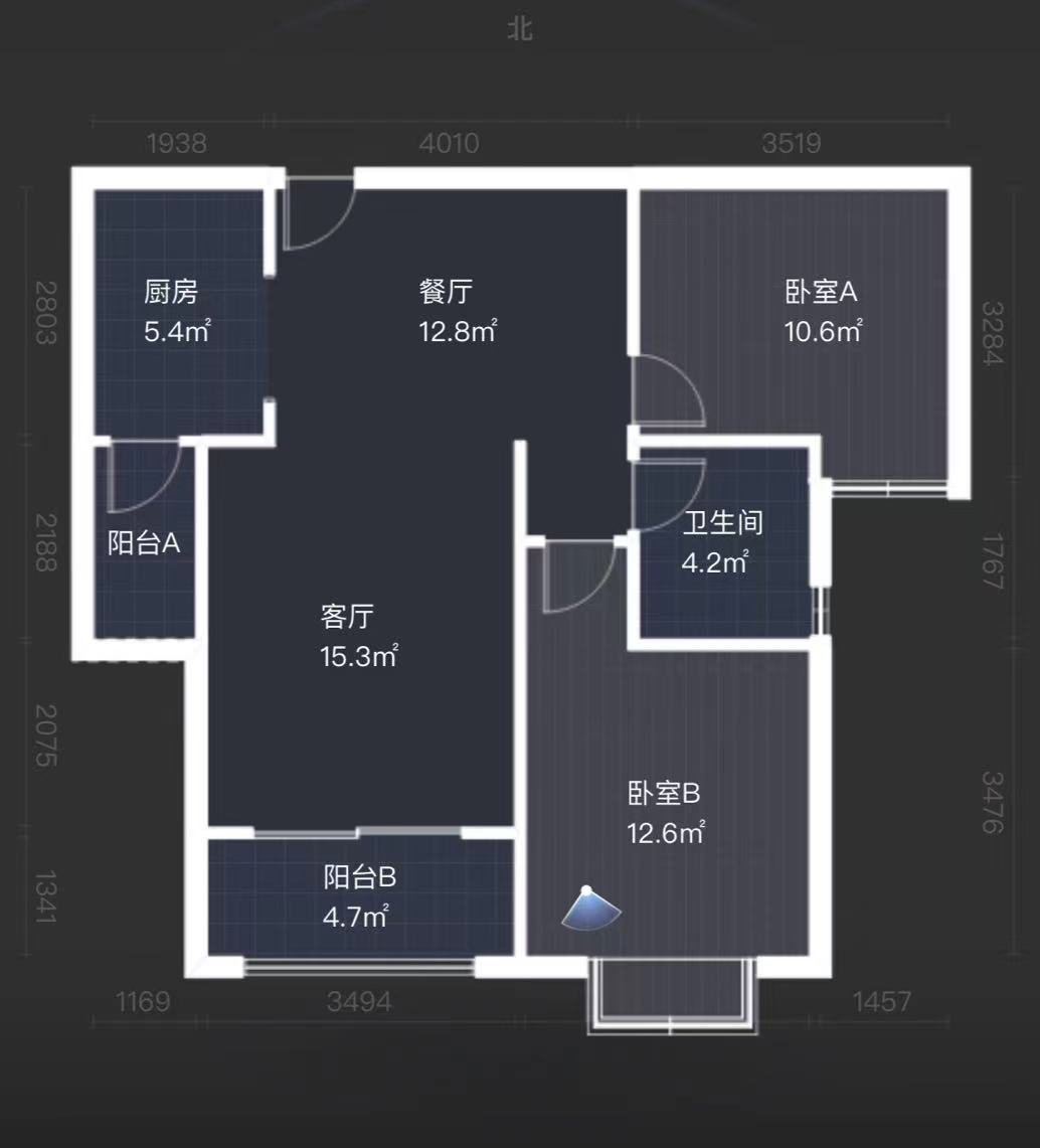 华强城 2室2厅1卫 85.66m&sup2;