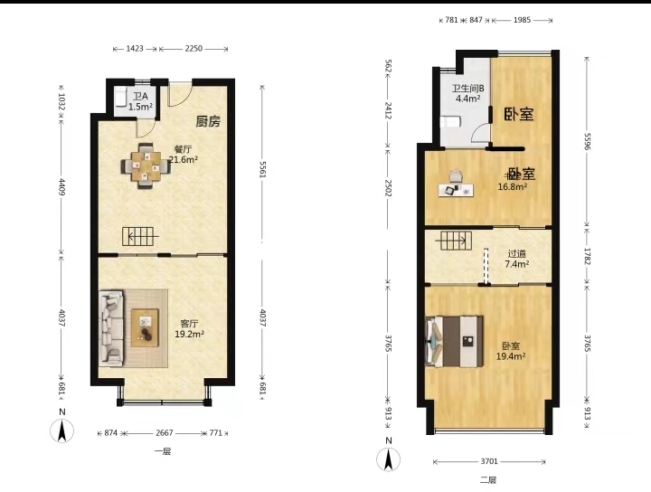 金海岸国际广场 2室2厅2卫 75.00m&sup2;