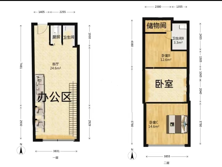 鸿运大厦 3室2厅2卫 141.00m&sup2;