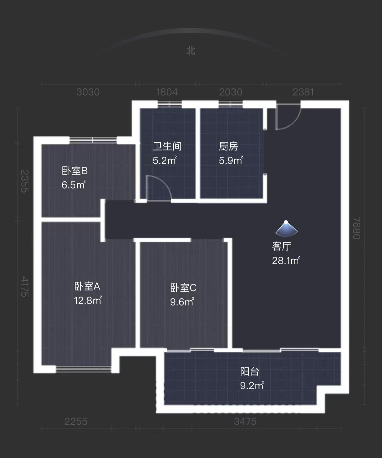 观澜台 3室2厅1卫 102m&sup2;