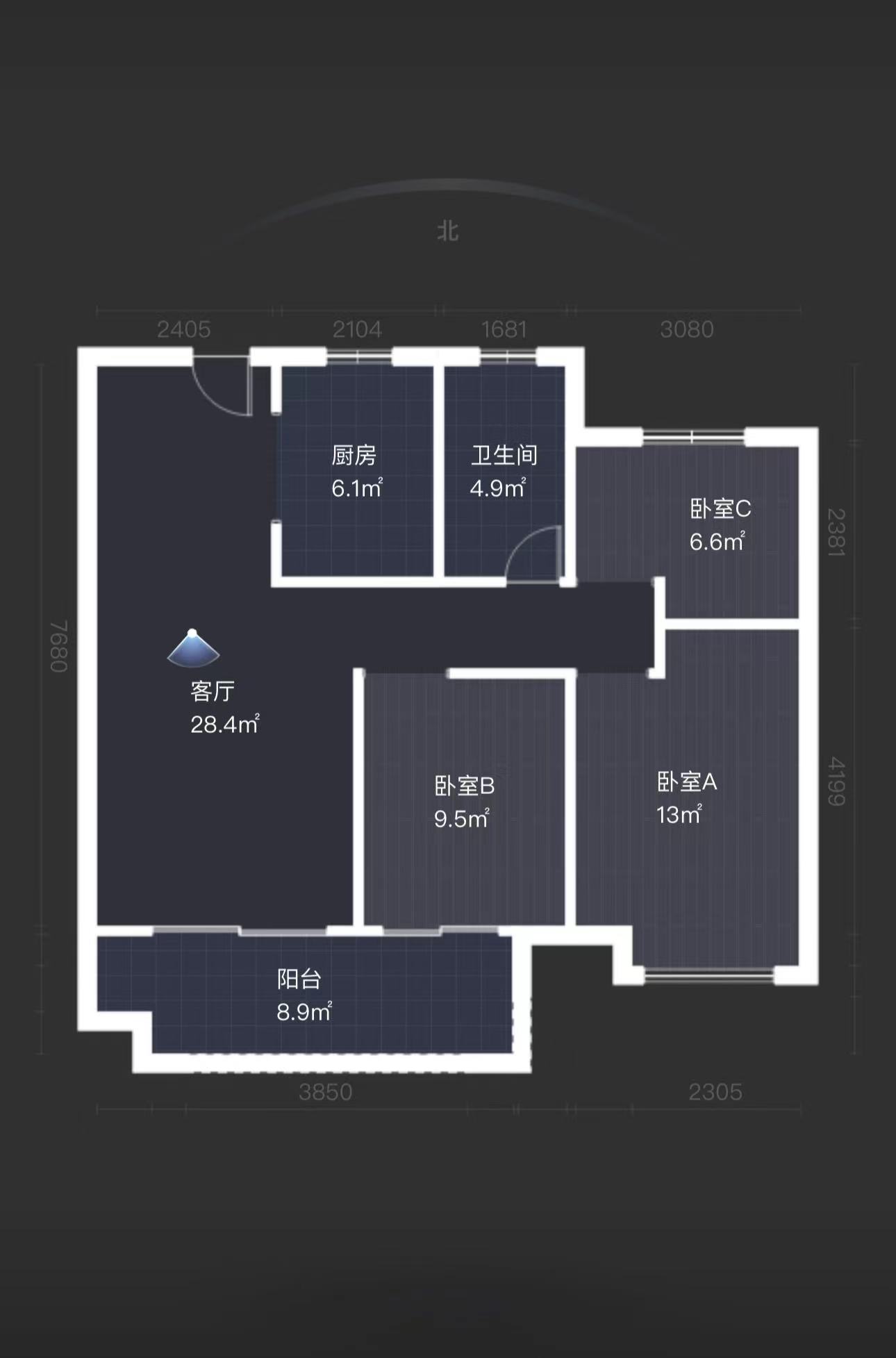 观澜台 3室2厅1卫 102.00m&sup2;