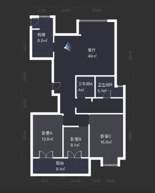 新瑞文化翡翠园 4室2厅2卫 144.00m&sup2;