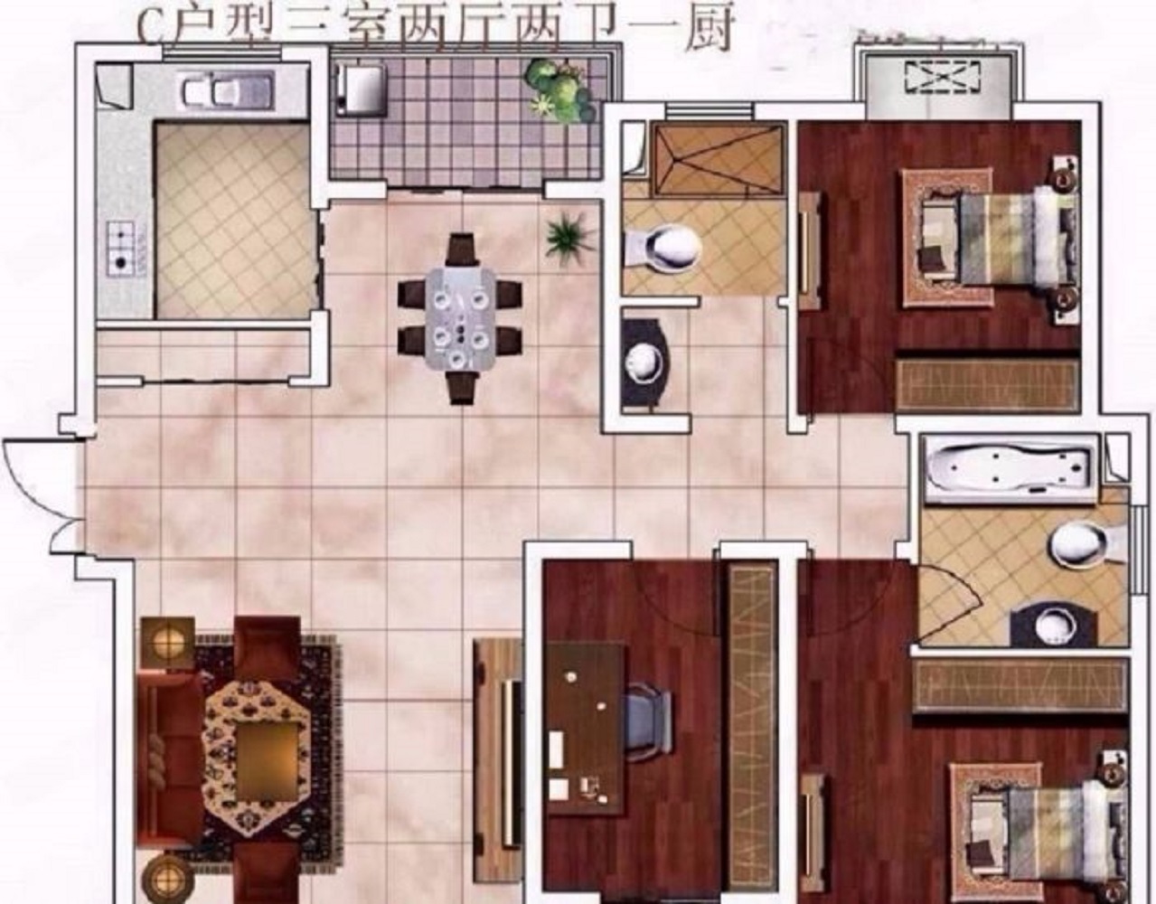 兴石花园 3室2厅2卫 140m&sup2;