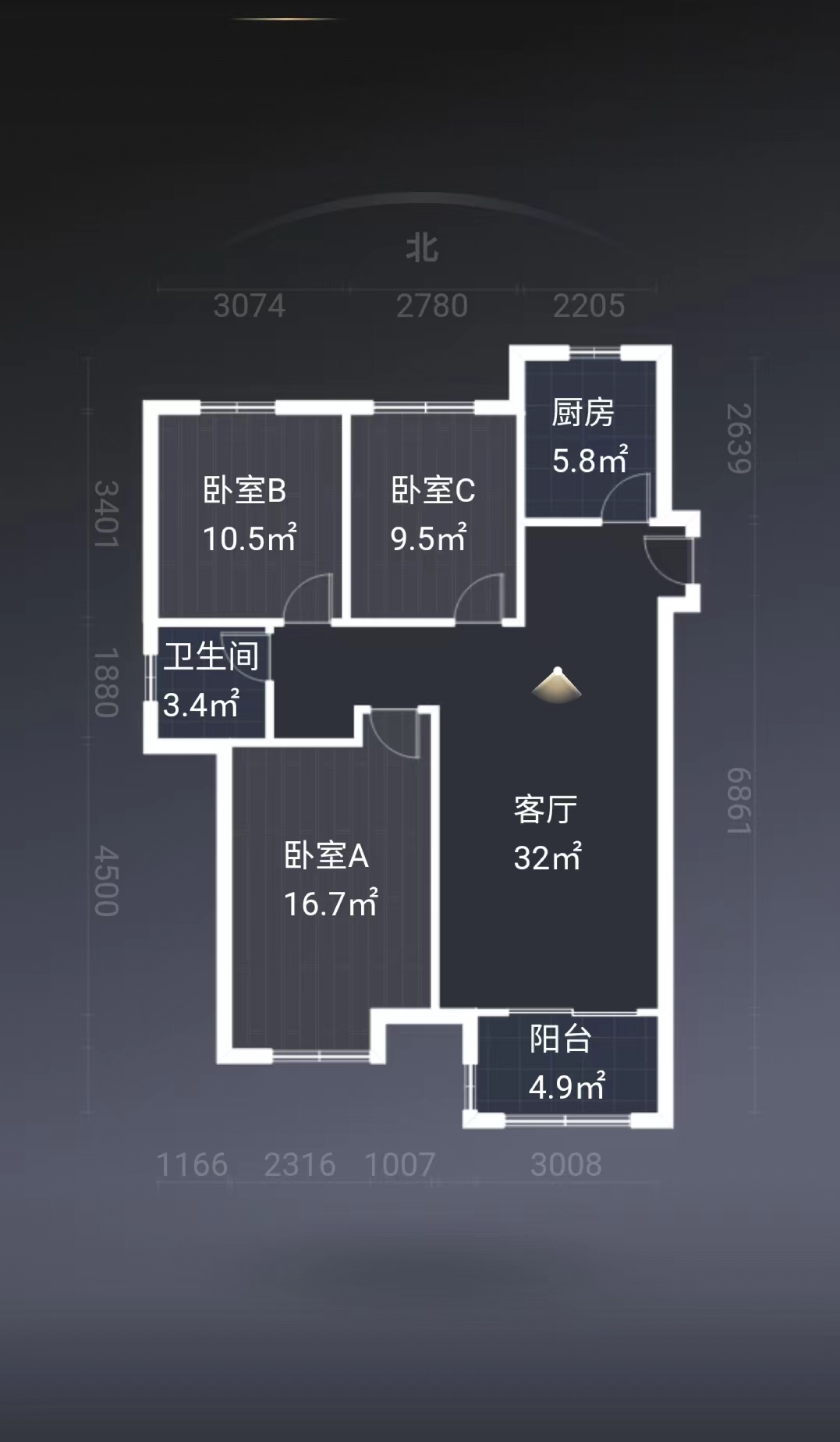 书香华府小区 3室2厅1卫 110m&sup2;