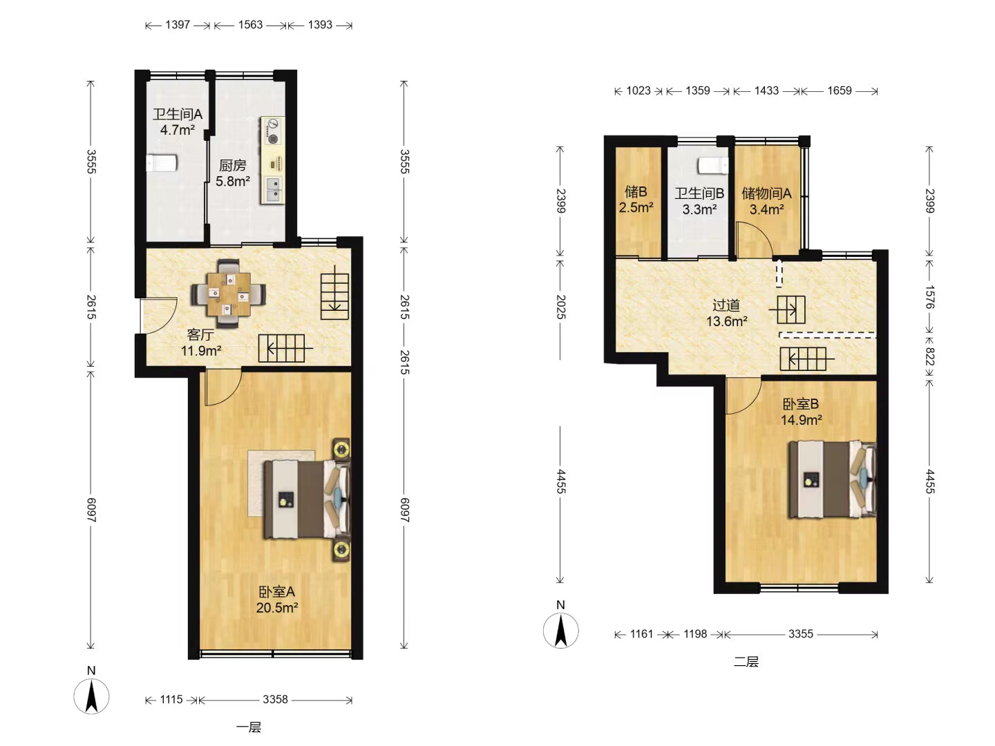 北濠桥东村 2室2厅2卫 49.8m&sup2;